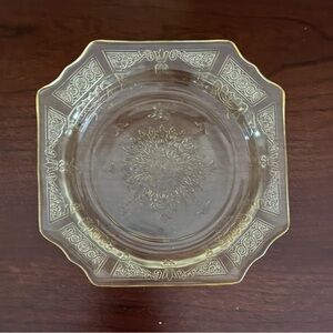 Vintage yellow topaz, anchor hocking princess pattern bread plate